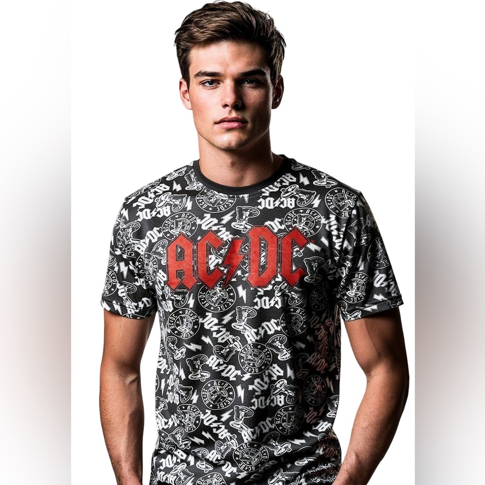 AC/DC Red and Black Graphic Tee